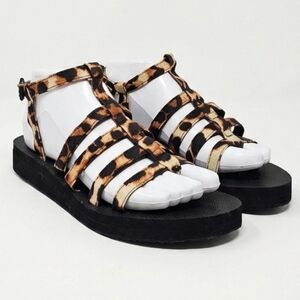 NWOT Arizona Love Trekky Leopard Sandals Print Strap Platform 38 Boho Festival